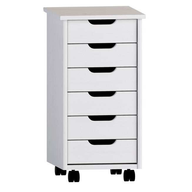 Croghan Six Drawer Rolling Storage Cart, WHITE, hi-res image number 0