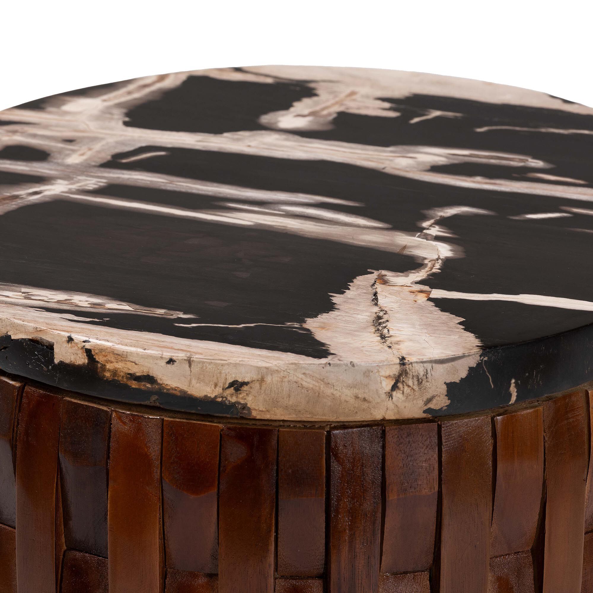 Lavanya End Table with Petrified Wood Top, BLACK, alternate image number 2