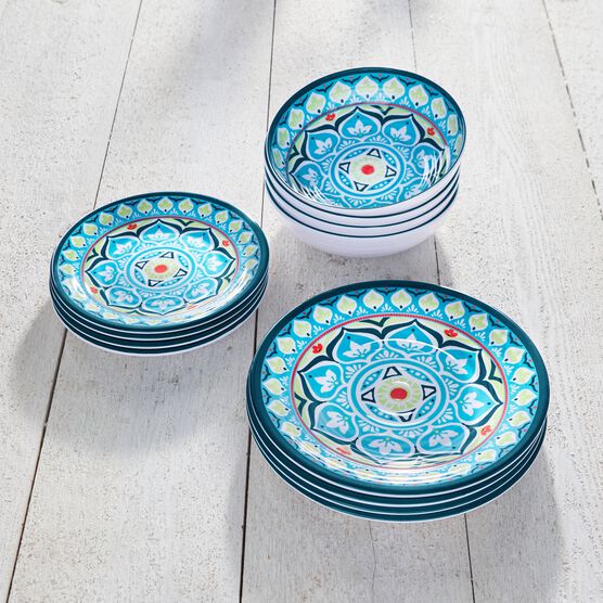 Blue Casab Melamine 12-Pc. Dinnerware Set, MULTI Blue Casab Melamine 12-Pc. Dinnerware Set, MULTI