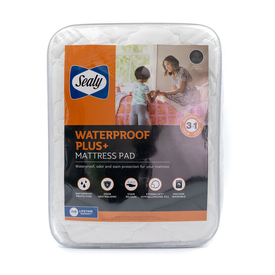 Sealy Waterproof+ Mattress Pad, WHITE, hi-res image number null