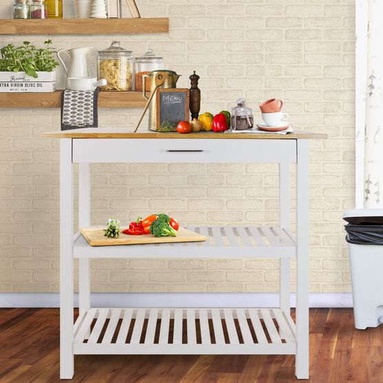 Kitchen Island with Solid Wood Top, , alternate image number null