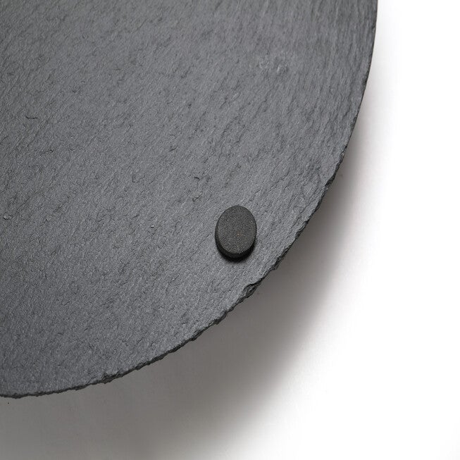 Rounde Slate Stone Serving Tray With Stainless Steel Handkles - Kit, , alternate image number null