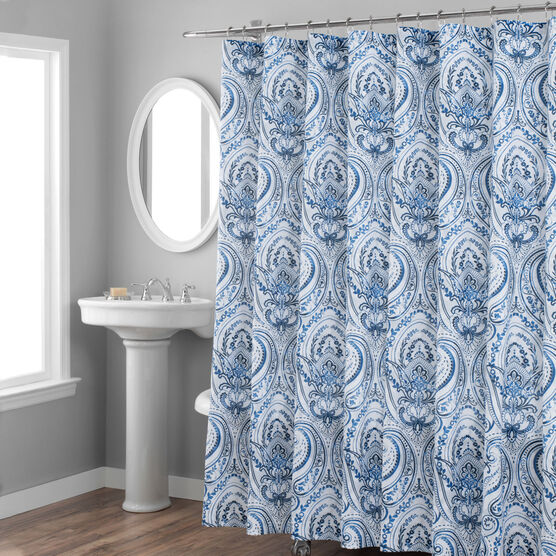 Nicole Miller Melina Shower Curtain, Nicole Miller Curtains Blue