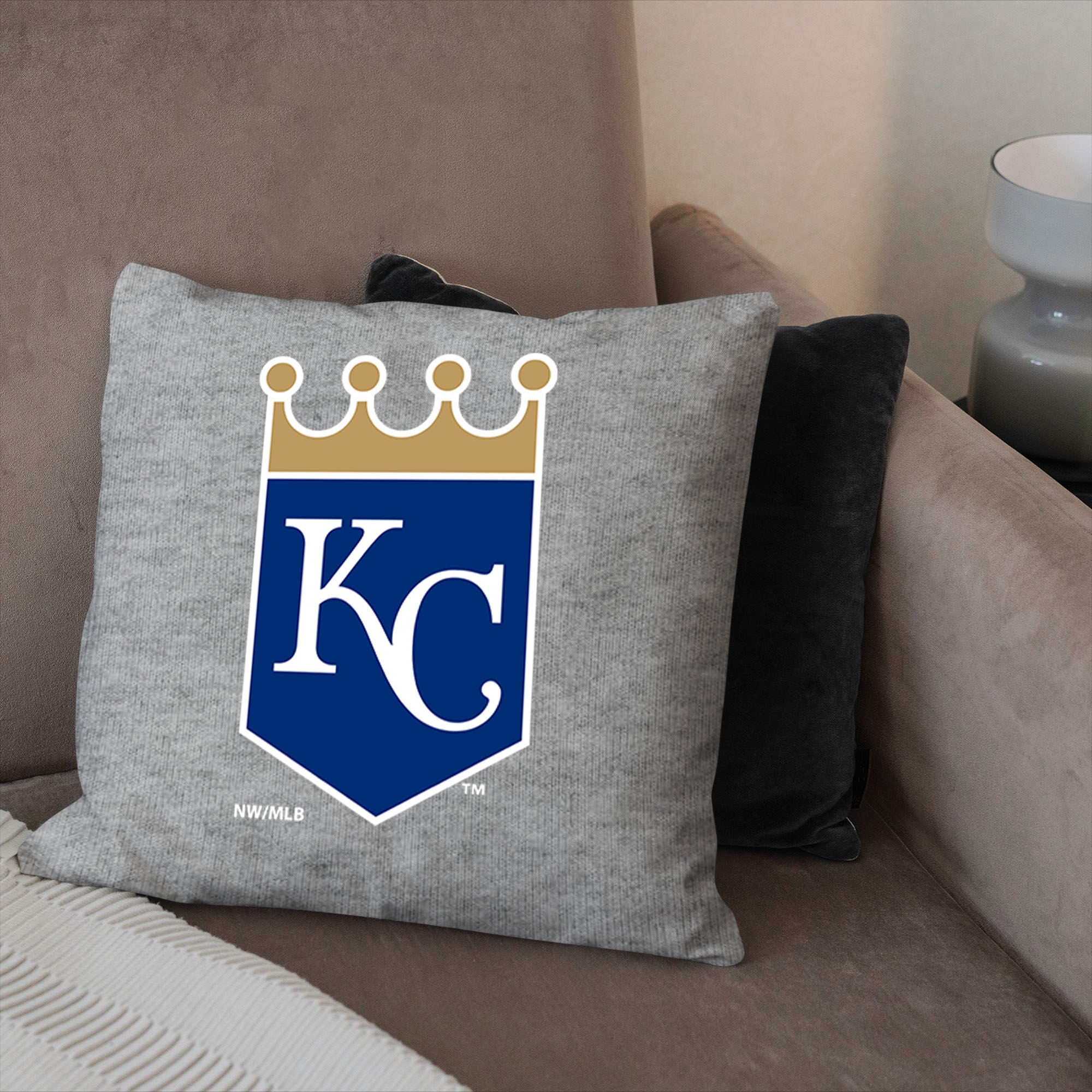 Kansas City Royals MLB Primary Sweatshirt PIllow 16 Inches, GRAY, alternate image number 2