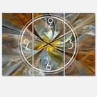 Symmetrical Yellow Fractal Flower Modern Multipanel Wall Clock, , alternate image number null