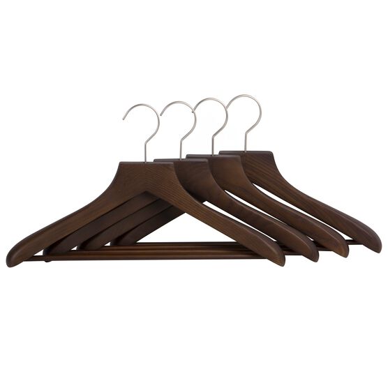 Hardwood Suit Hanger With Bar S/4, Coffee, COFFEE, hi-res image number null