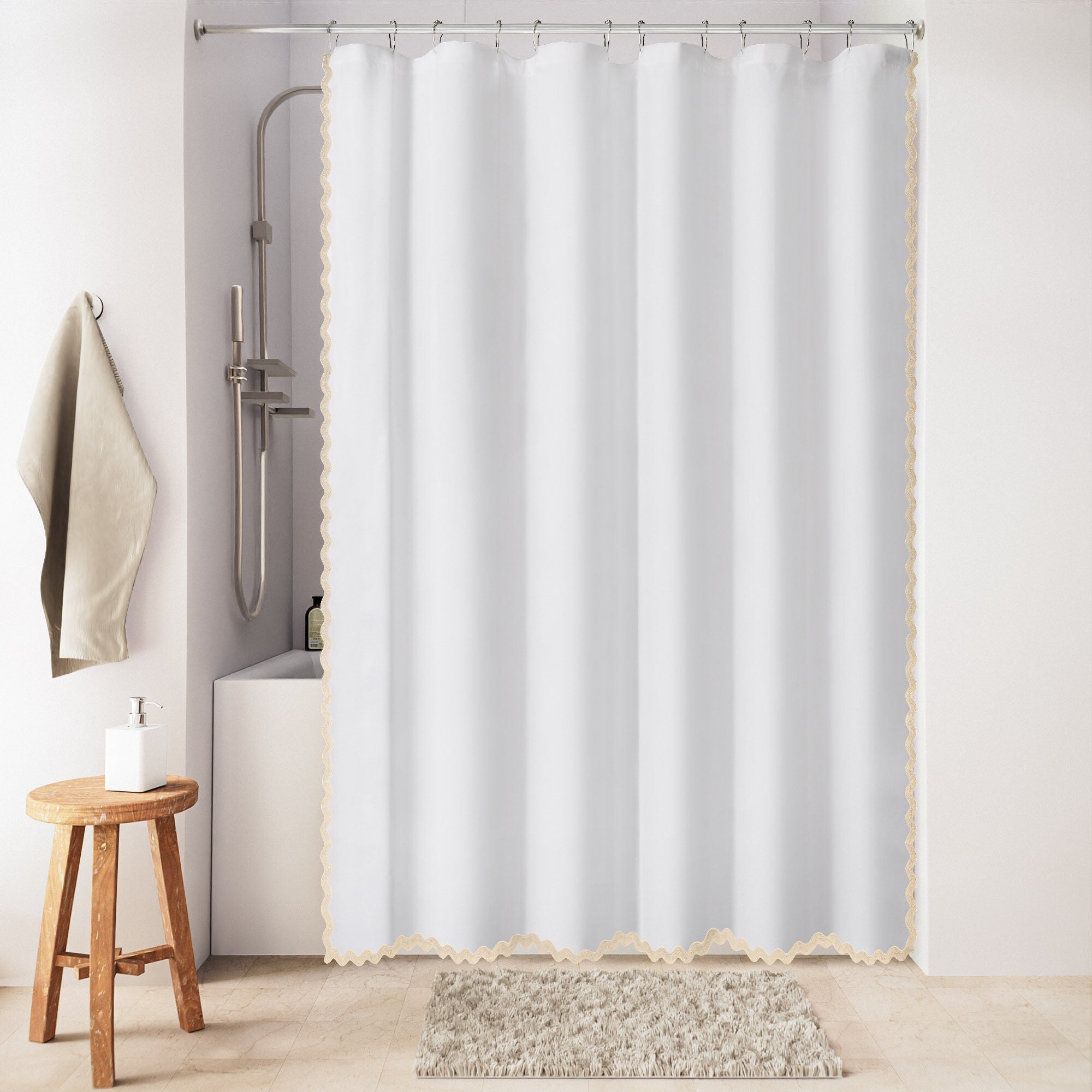 Scalloped Fabric Shower Curtain