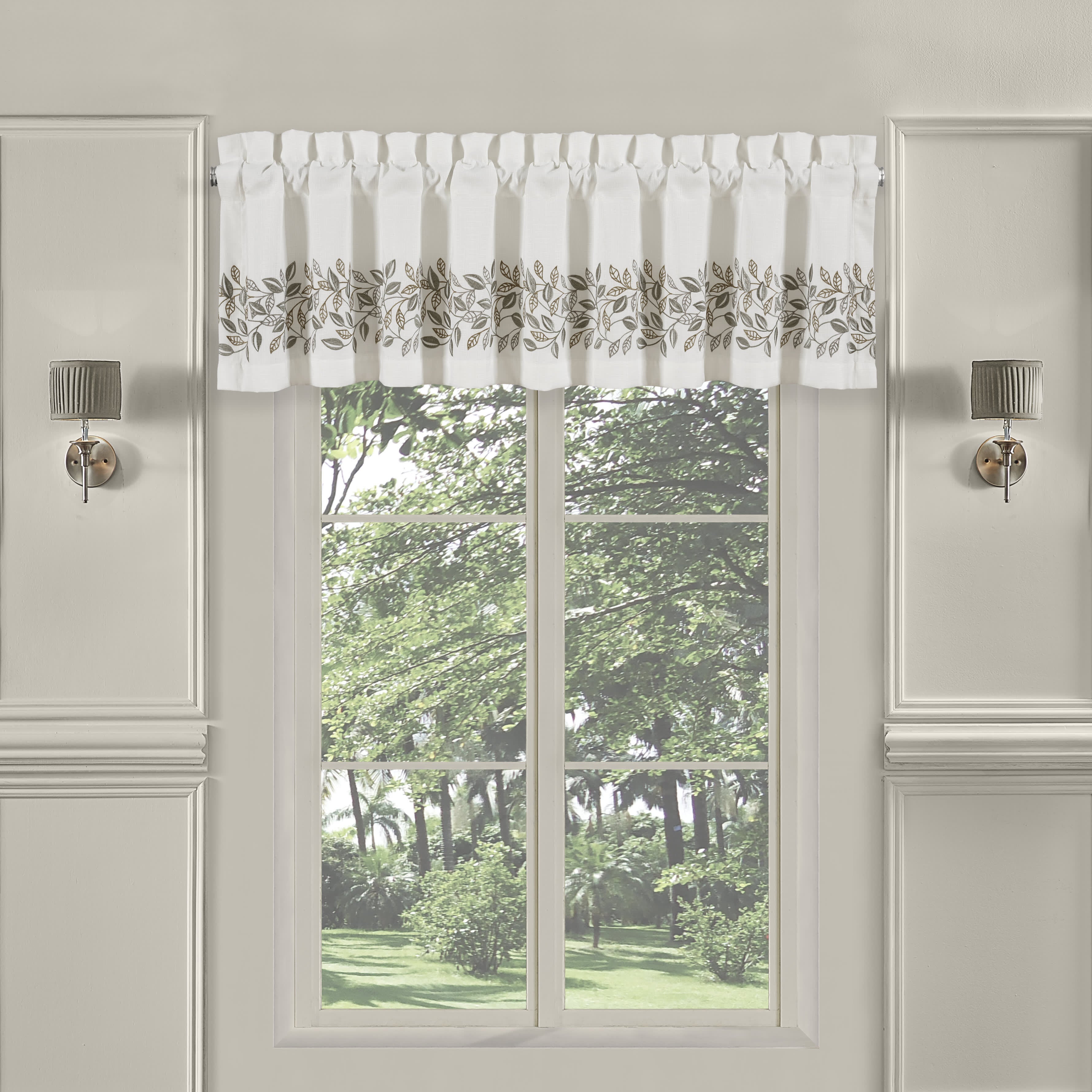 Laurel Window Straight Valance, WHITE, hi-res image number 0