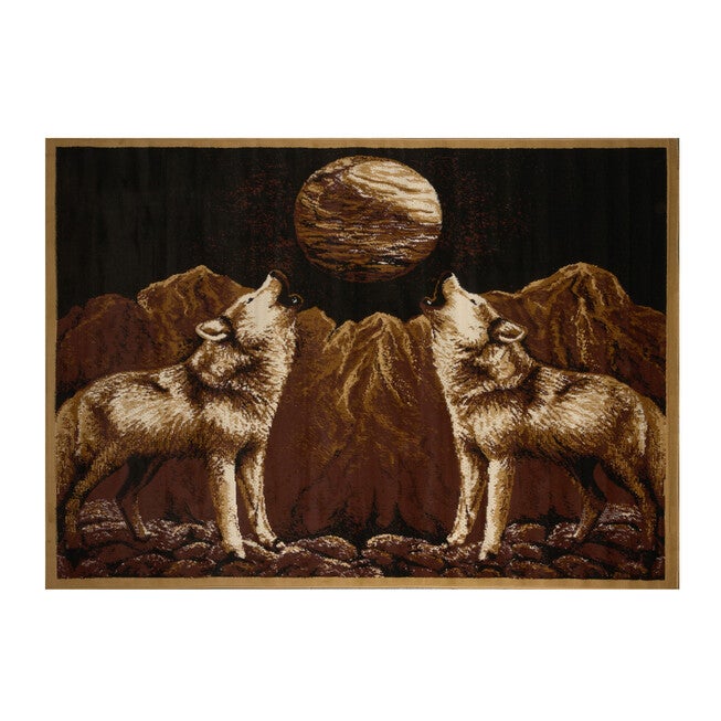 Zone Wolves Rug, 5 feet 2 inchesx7 feet 4 inches, EBONY, hi-res image number null