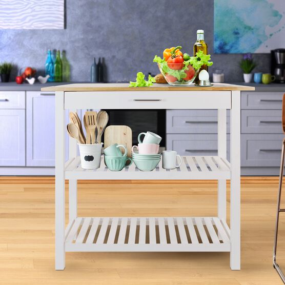 Kitchen Island with Solid Wood Top, , alternate image number null