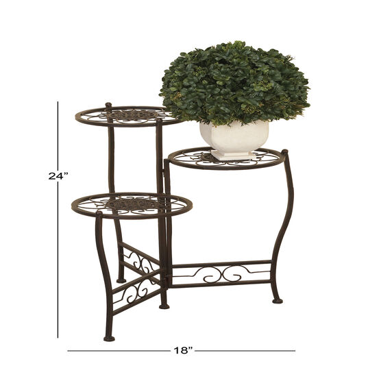 Set Of 3 Brown Metal Traditional Plantstand, , alternate image number null