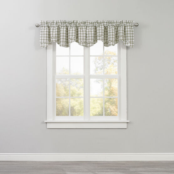 Country Check Layered Valance, SAGE