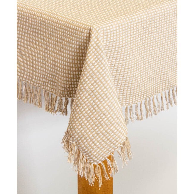 Homespun Check Woven Tablecloth, ECRU, hi-res image number null