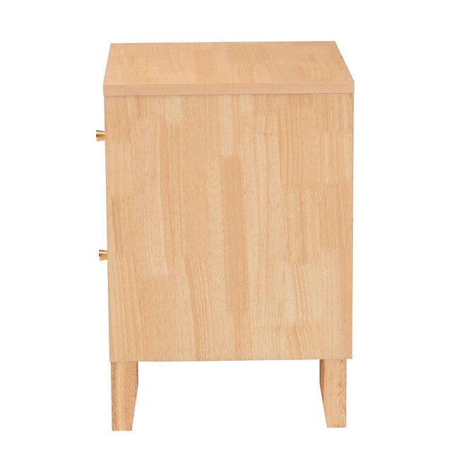Hosea Japandi Carved Honeycomb Natural 2-Drawer Nightstand, NATURAL, alternate image number null
