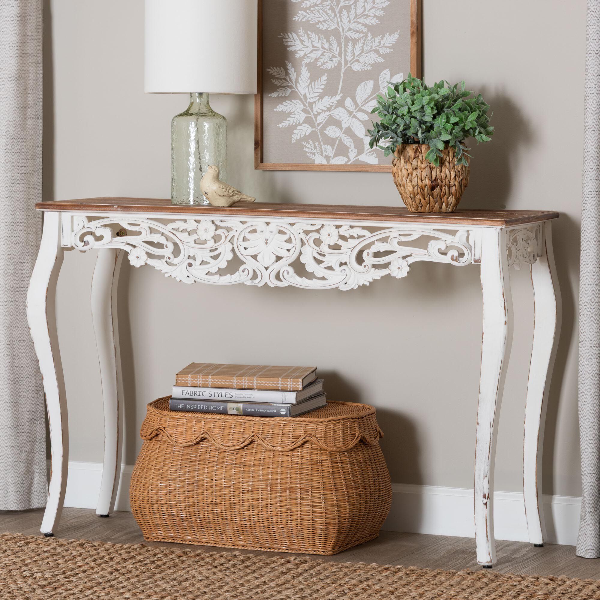 Riquin Distressed Wood Console Table, NATURAL, hi-res image number 0