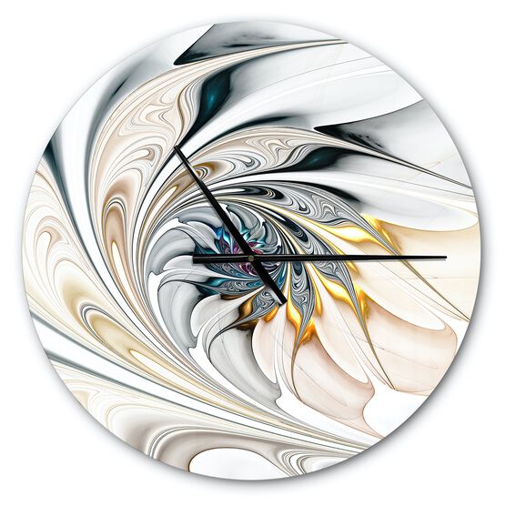 White Stained Glass Floral Art Modern Wall Clock, , alternate image number null