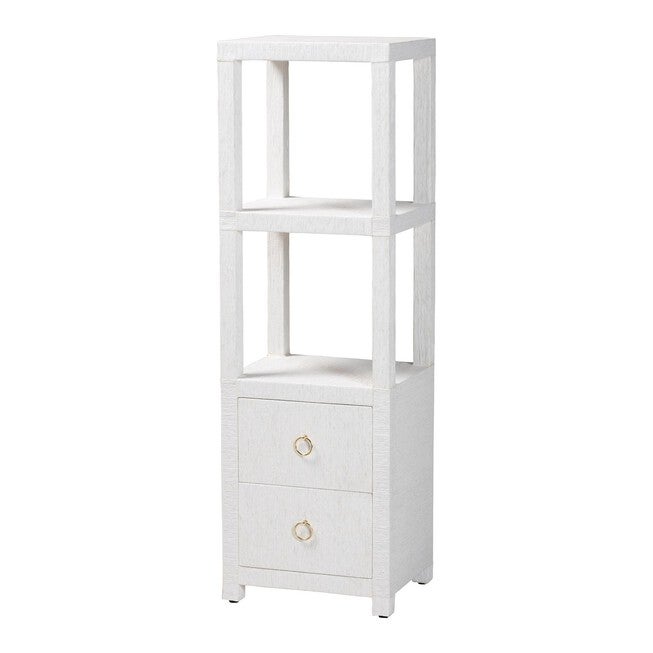 Xavier Grasscloth Tall Storage Cabinet, WHITE, alternate image number 1