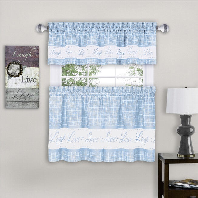 Live, Love, Laugh Window Curtain Tier Pair and Valance Set - 58x36, , alternate image number 9