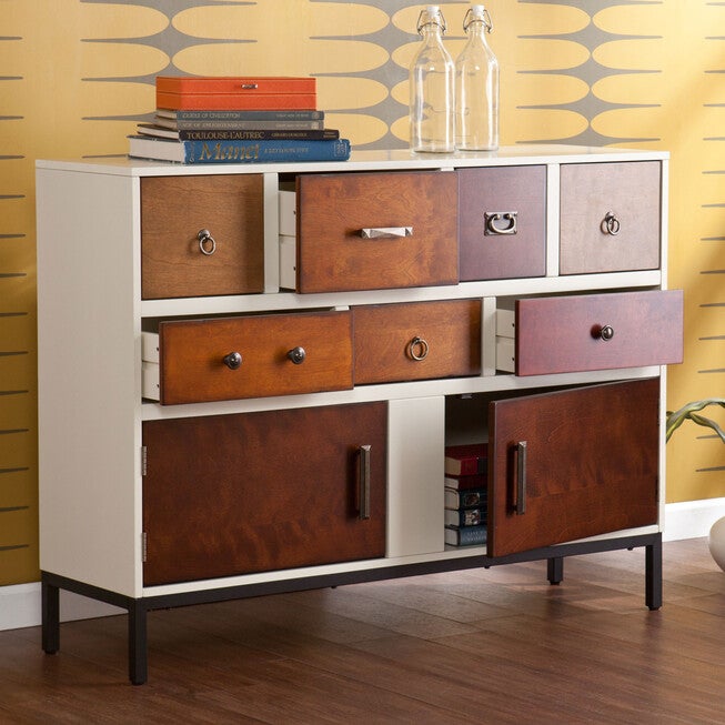 Contemporary Multi-Colored Wood Console Cabinet, , on-hover image number null