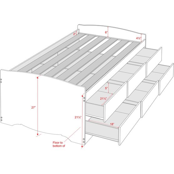 Platform Storage Bed With 6 Drawers, Twin 6 Drawer Captain S Platform Storage Bed