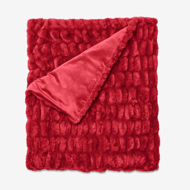 Faux Fur Throw, RED, hi-res image number null