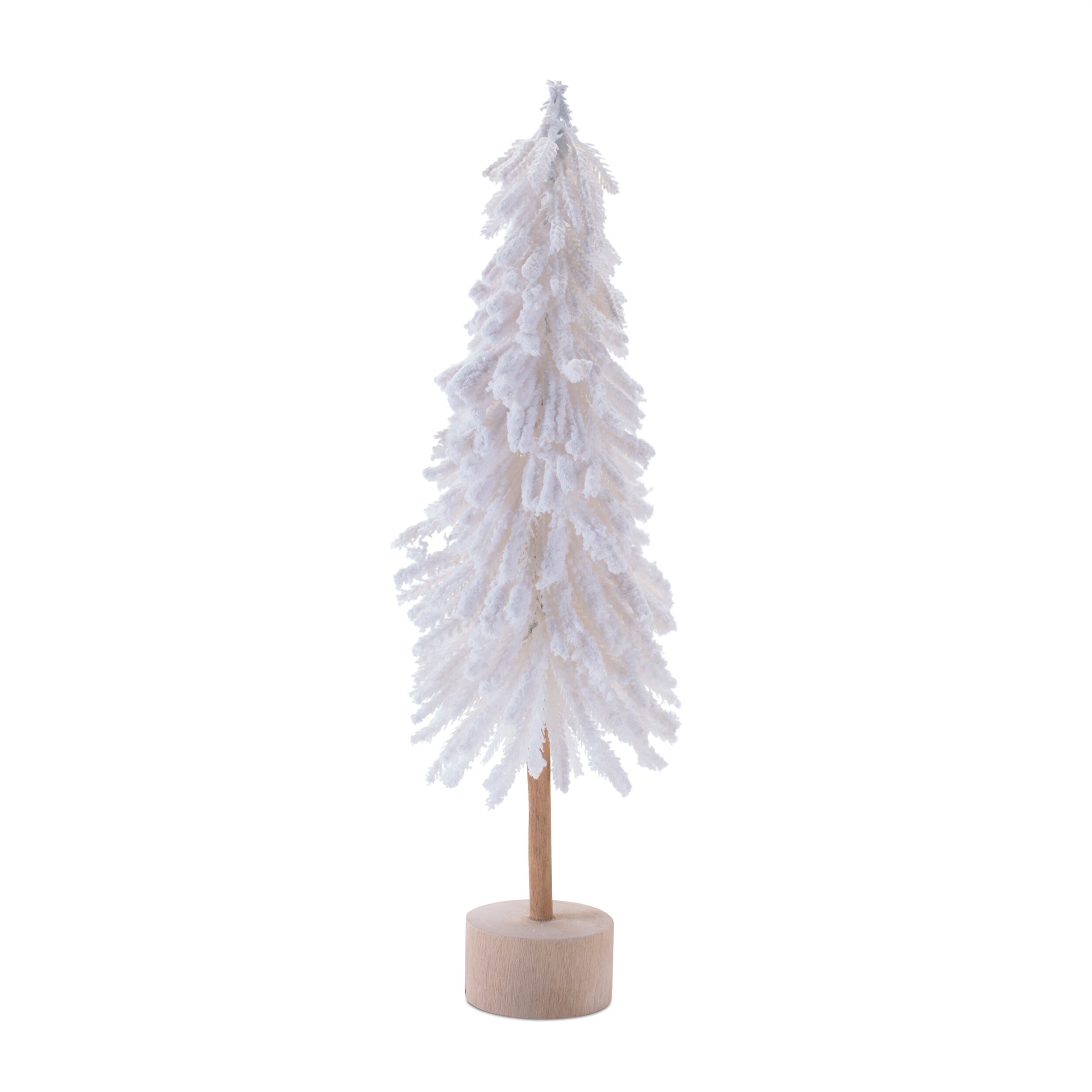 Flocked Pine Tree Tabletop D&eacute;cor (Set of 3), WHITE BROWN, alternate image number 3
