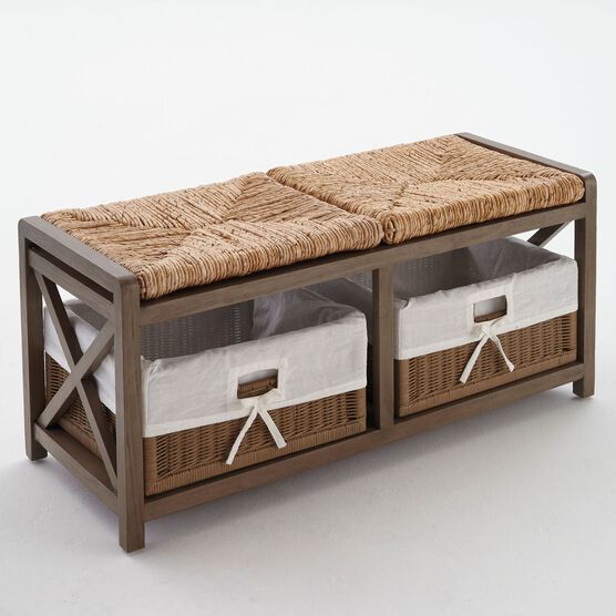 Asher Mahogany 2 Seat Wicker Bench Furniture Brylane Home
