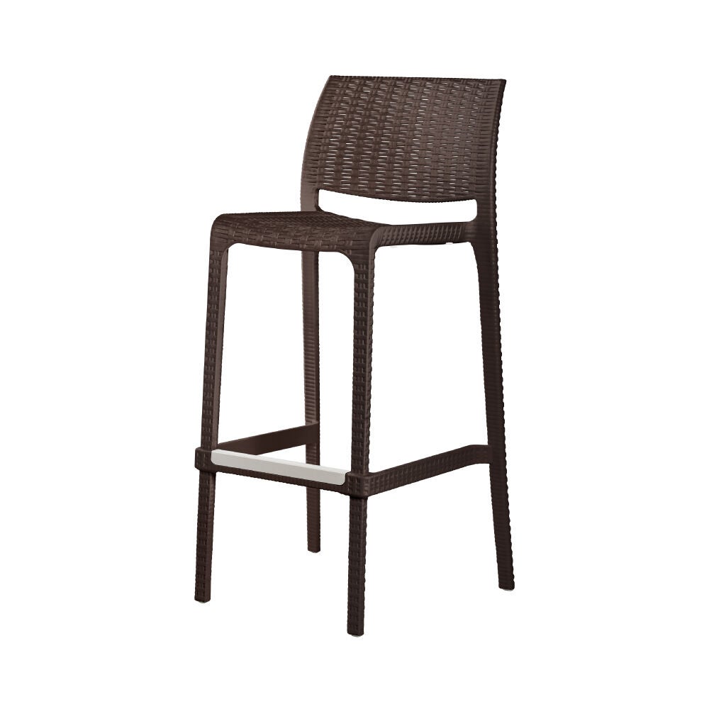 Set of 2 Rue Outdoor Stackable Bar Stools, BROWN, alternate image number 2