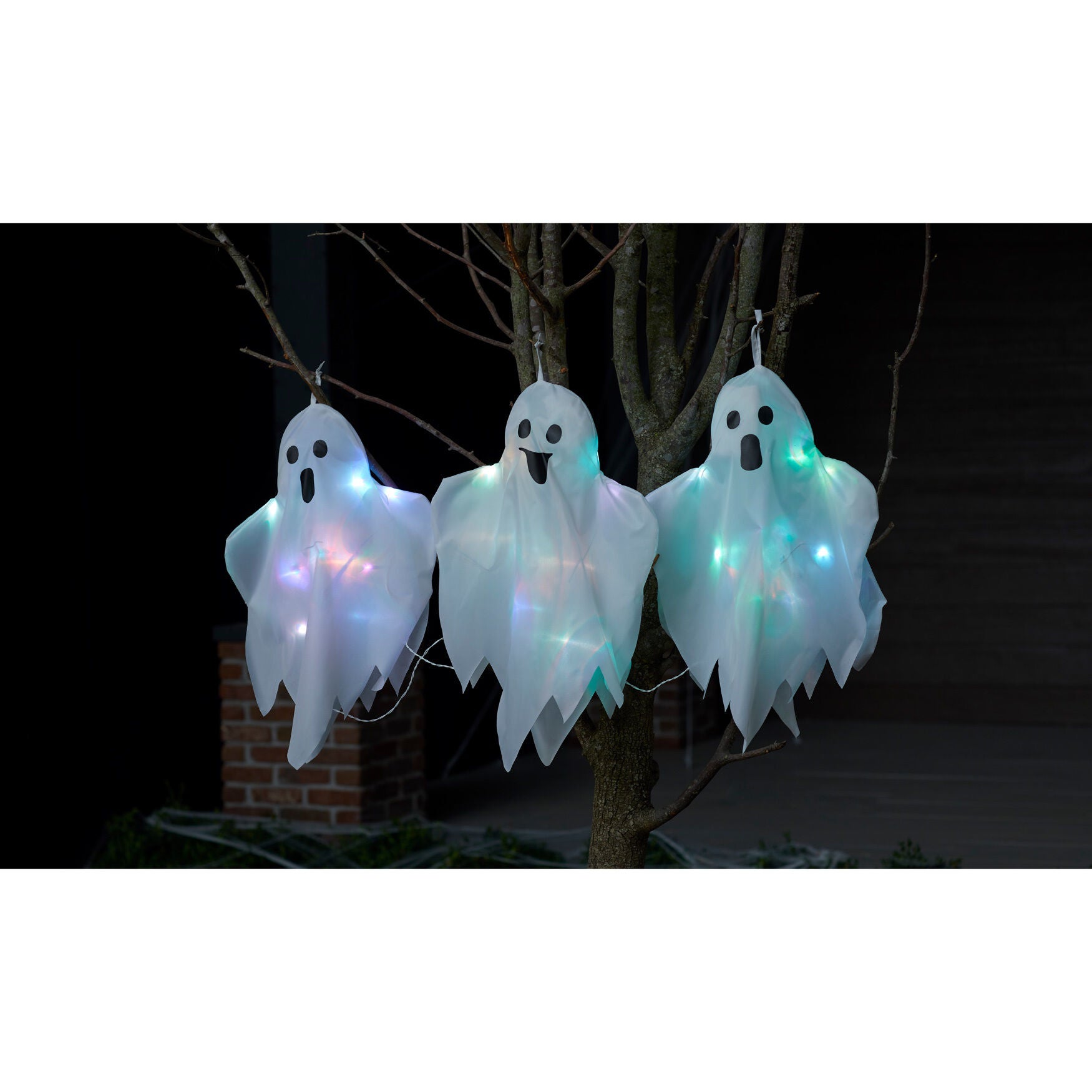 Pre-Lit Hanging Ghosts, Set of 3, WHITE, hi-res image number 0
