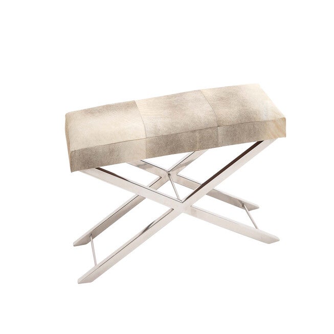 Rectangular Beige Leather Cushioned Bench Bench, , on-hover image number 1