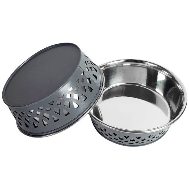 Stainless Steel Country Farmhouse Dog Bowl Gray 16 oz, , alternate image number null