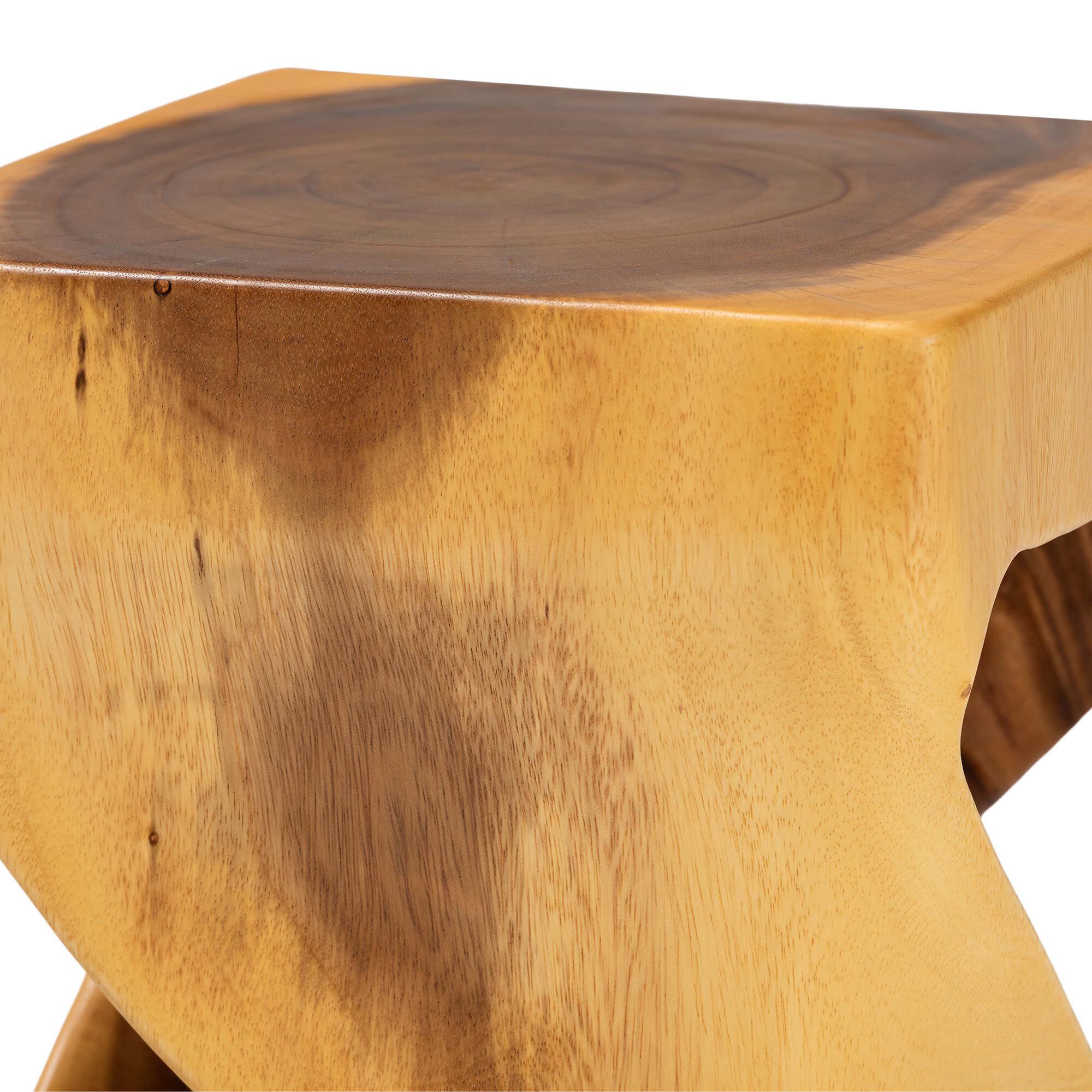 Rapha Hand-carved Suar Wood Side Table, NATURAL BROWN, alternate image number 4