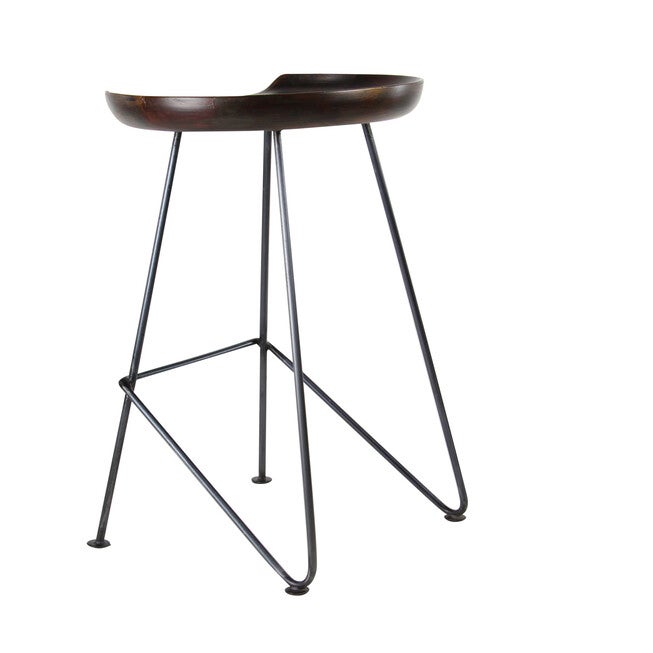 Brown Iron And Wood Rustic Stool Bar Stool, , on-hover image number null