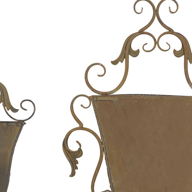 Set Of 2 Brown Metal Traditional Planter, , on-hover image number 1