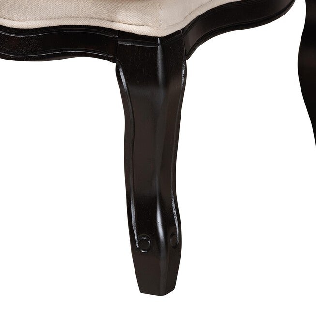 Dion Traditional French Cream Fabric And Wenge Brown Finished Wood Accent Chair, , alternate image number 6