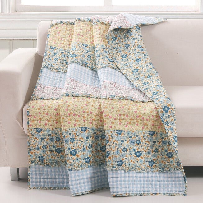 Ditsy Ruffle Quilted Throw Blanket, MULTI, hi-res image number null