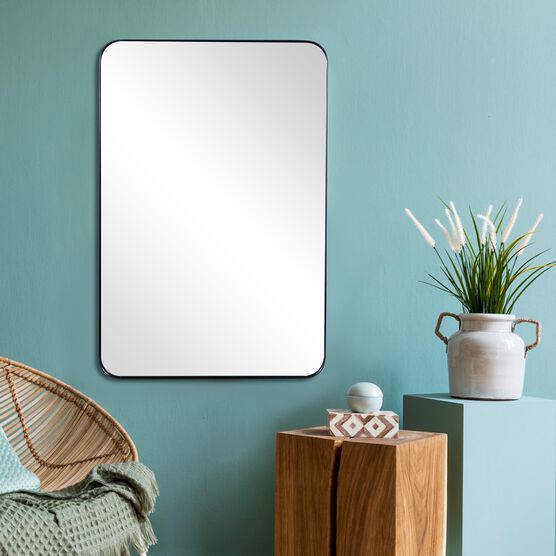 Rectangular Deep Metal Frame Mirror, BLACK, hi-res image number null