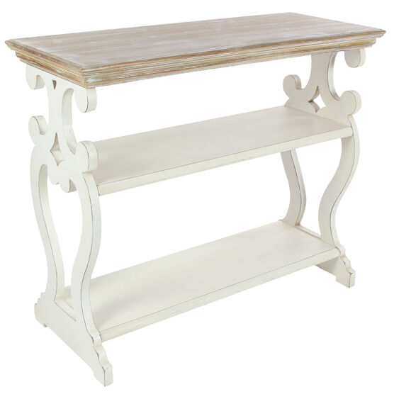 White Farmhouse Wood Console Table, 32 x 38, BROWN, hi-res image number null