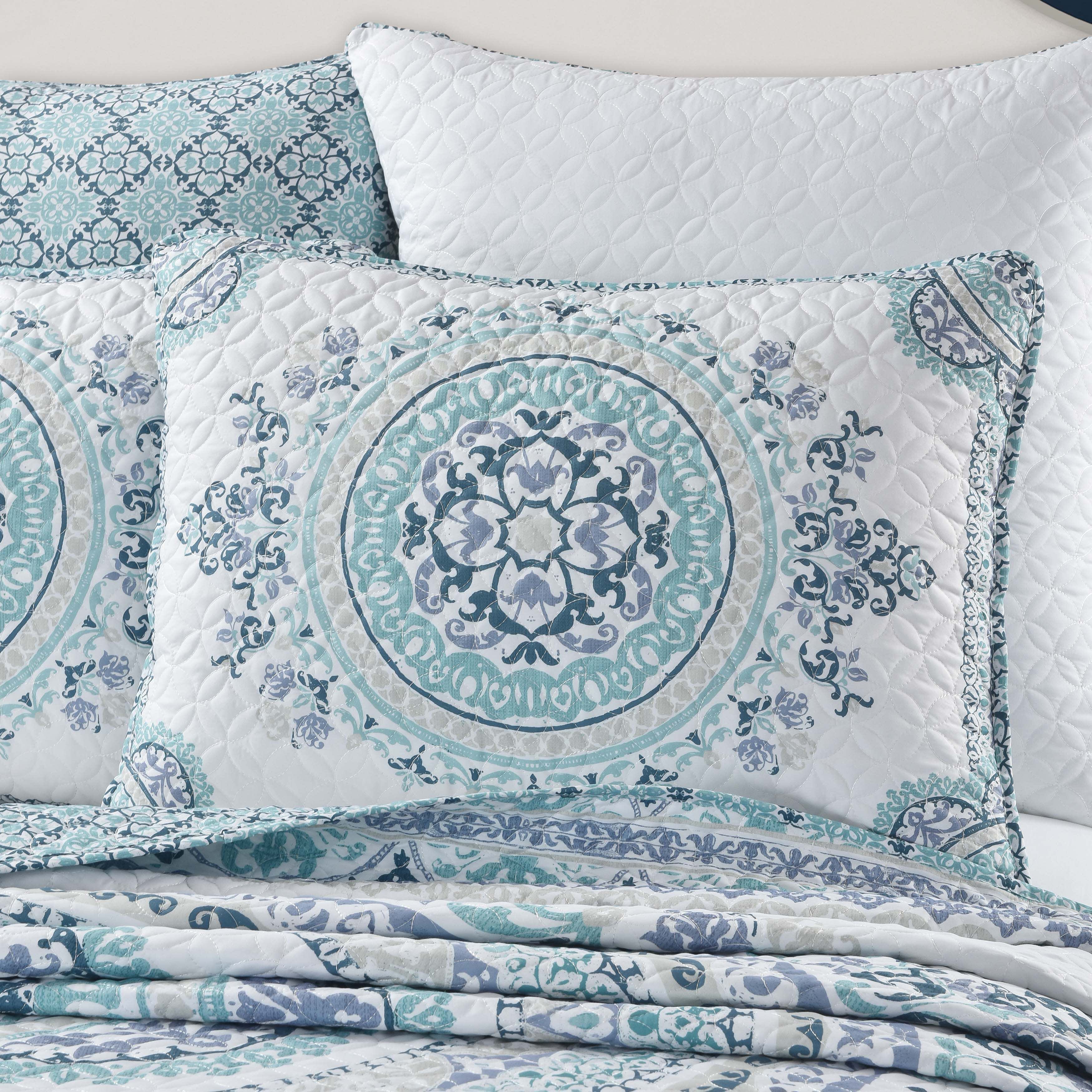 Afton 3 Piece Quilt Set, BLUE, alternate image number 1
