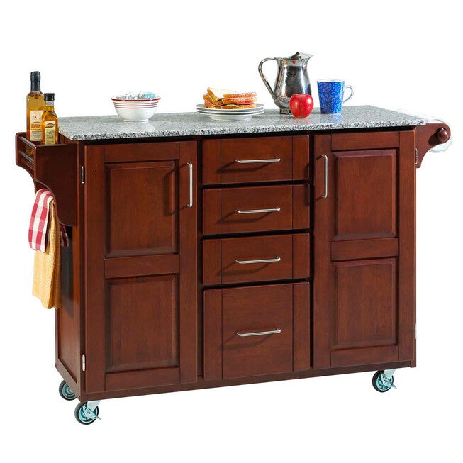 Large Cherry Finish Create a Cart with Salt & Pepper Granite Top, CHERRY SALT WATER DIVE PEPPER, hi-res image number 0