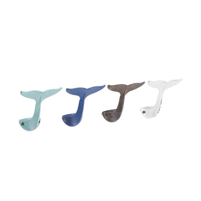 Set Of 4 Multi Colored Metal Coastal Wall Hook Wall Hook, MULTI, hi-res image number 0