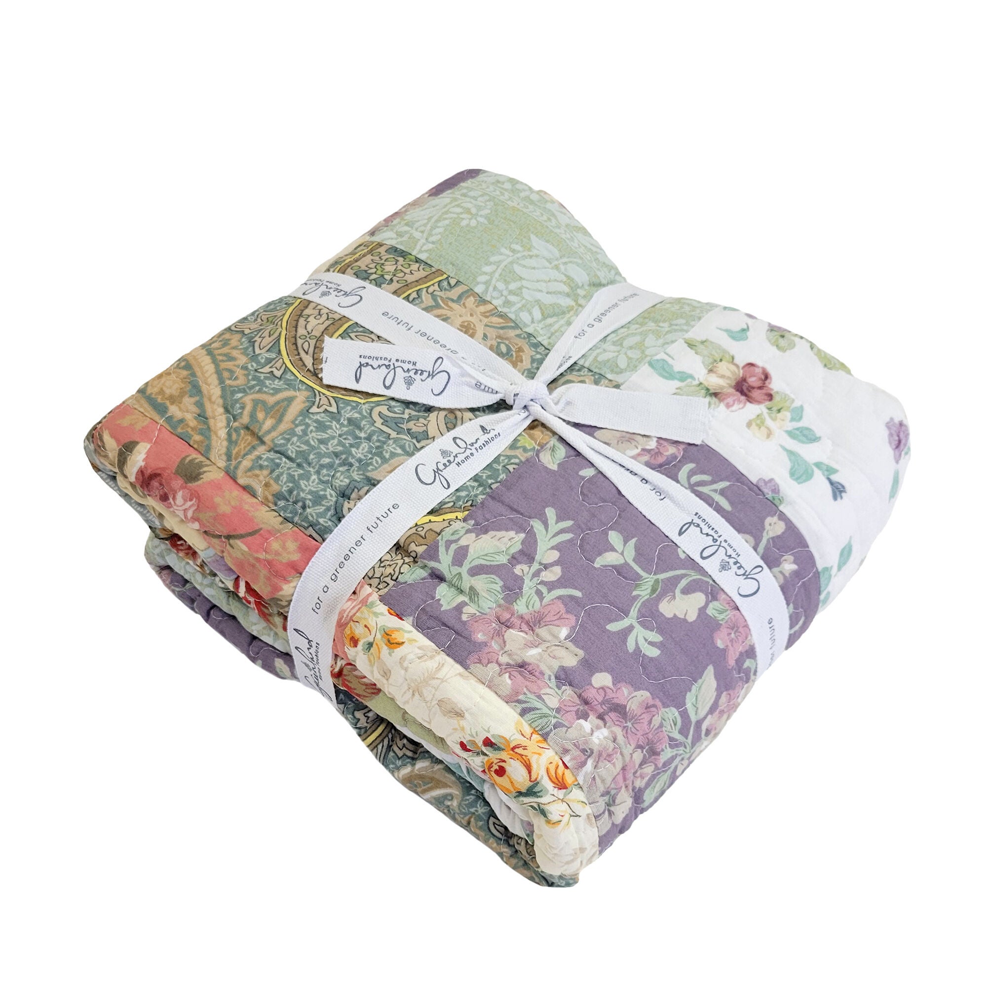 Blooming Prairie Patchwork Quilted Throw Blanket, MULTI, alternate image number 2