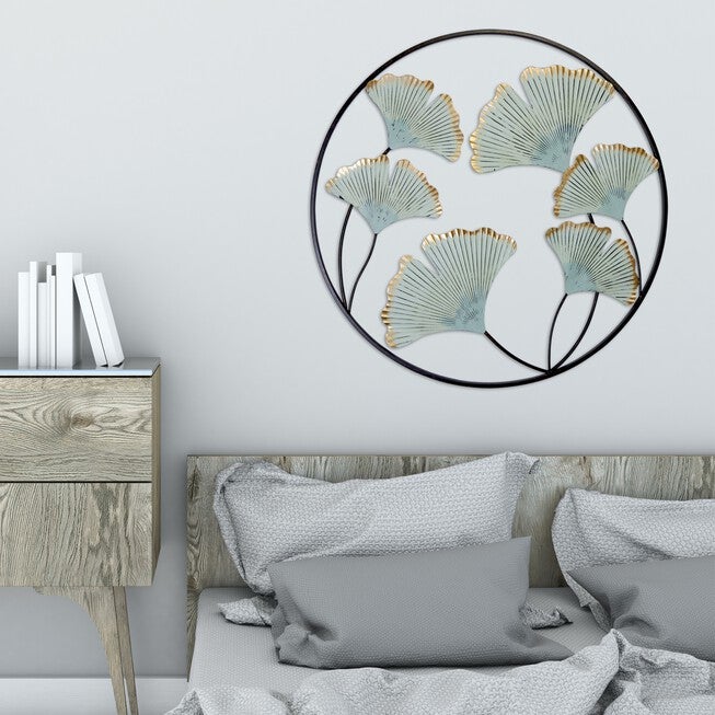 Gingko Flower Medallion Metal Wall Decor, , alternate image number null