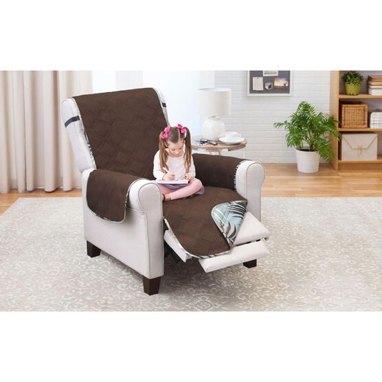 Printed Reversible Quilted Recliner Chair Protector, , on-hover image number null