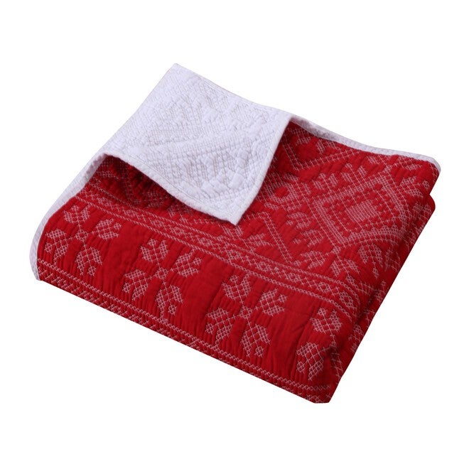 Holly, Cross Stitch Quilted Throw Blanket, , on-hover image number null