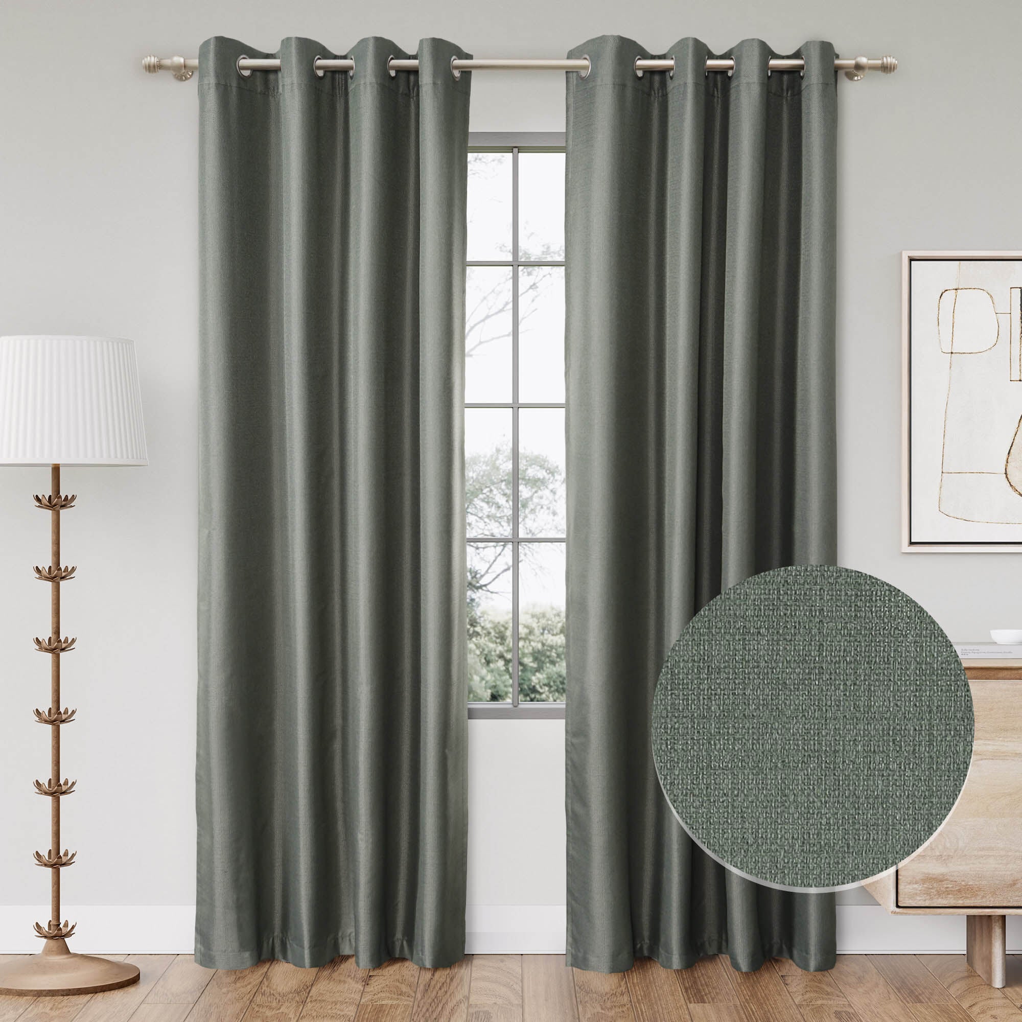 Textured Grid 100% Blackout Grommet Pair