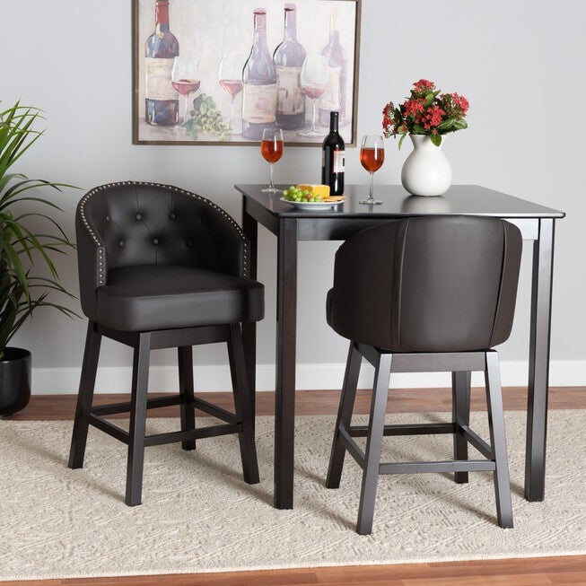 Theron Mid-Century Transitional 2-Piece Swivel Counter Stool Set, , alternate image number 7