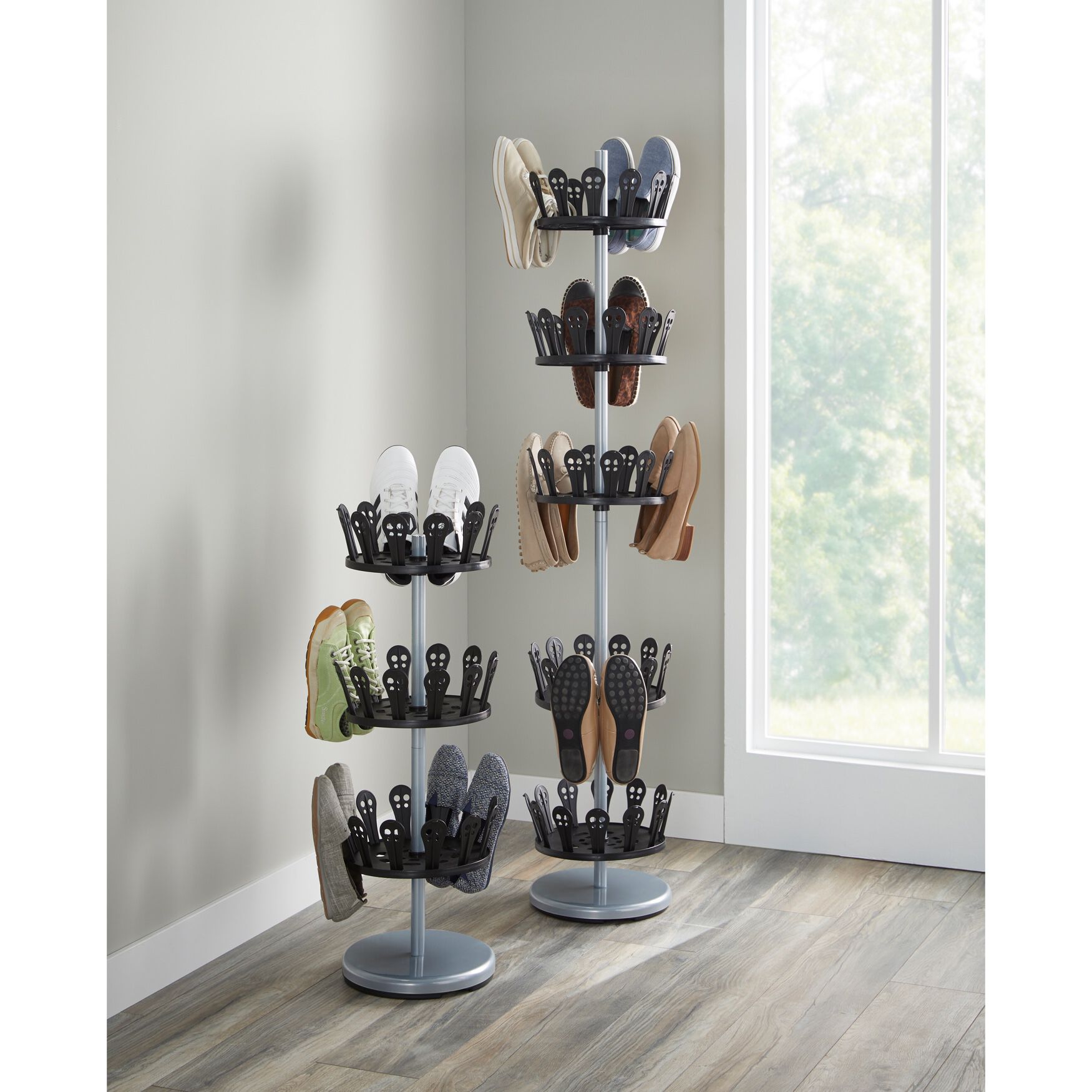 Premier Housewares 3-Tier Revolving Shoe Rack 98 x 29 cm Chrome 