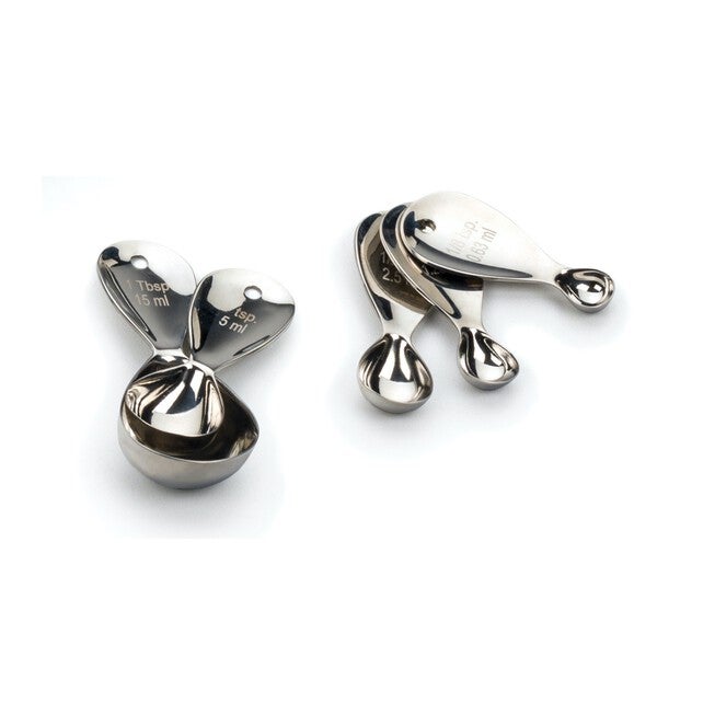 Teardrop Stainless Steel Measuring Spoon, Set 5, GRAY, hi-res image number null