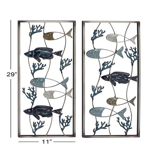Set Of 2 Metal Coastal Fish Wall Decor, , alternate image number 3